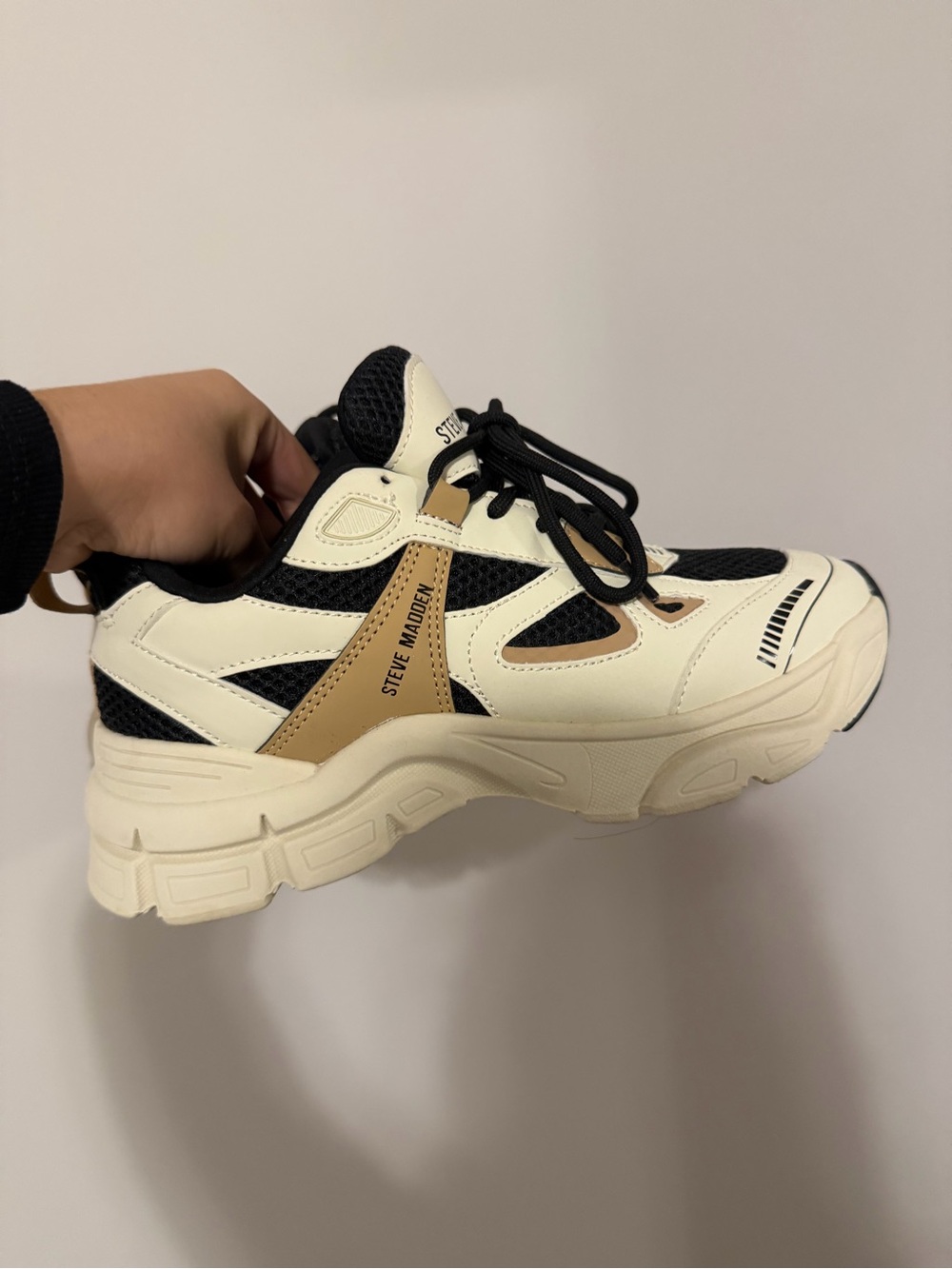 Steve Madden Cream, Black & Tan Platform Sneaker